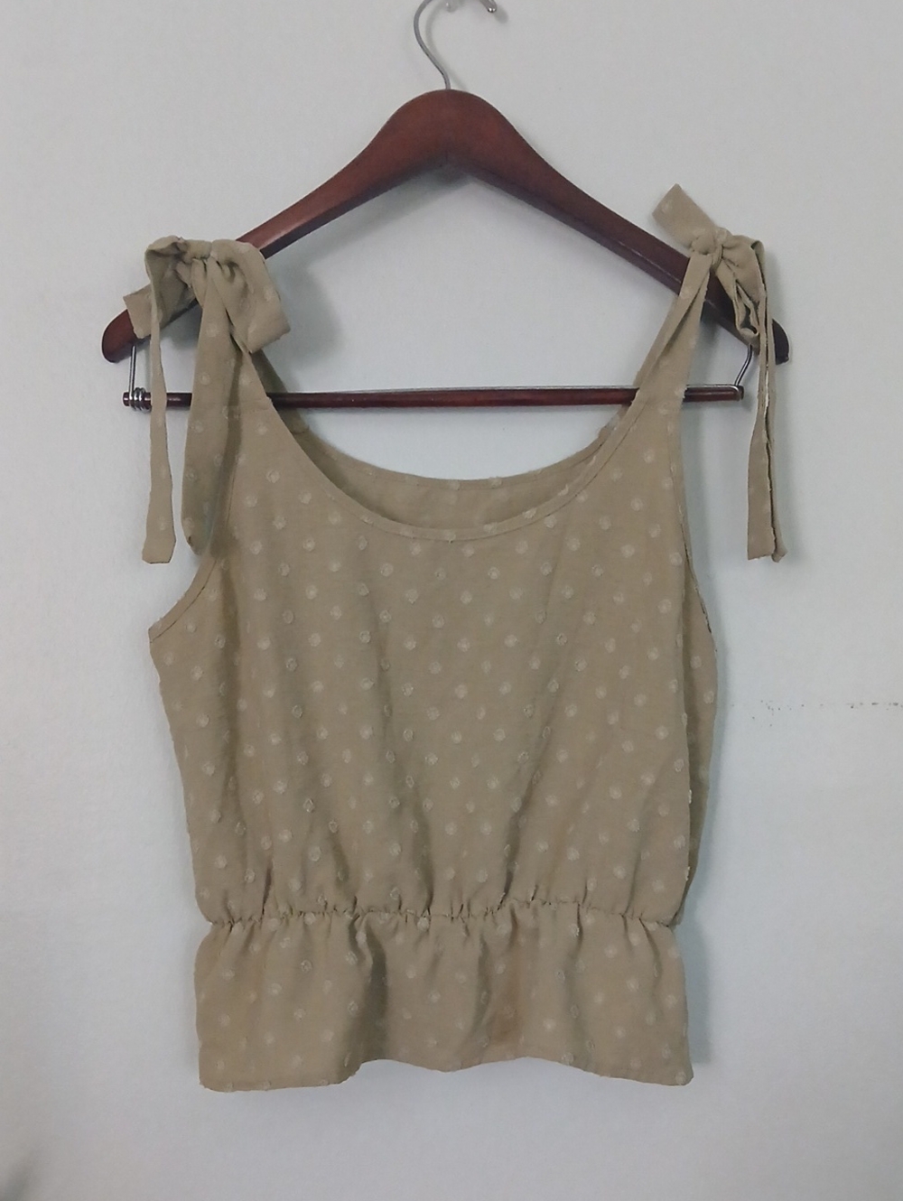 Light Tan Tie-Shoulder Sleeveless Top